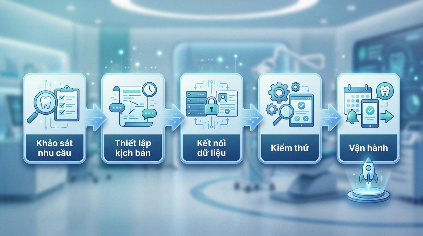 Sơ đồ quy trình triển khai phần mềm nhắc lịch cho phòng khám nha khoa