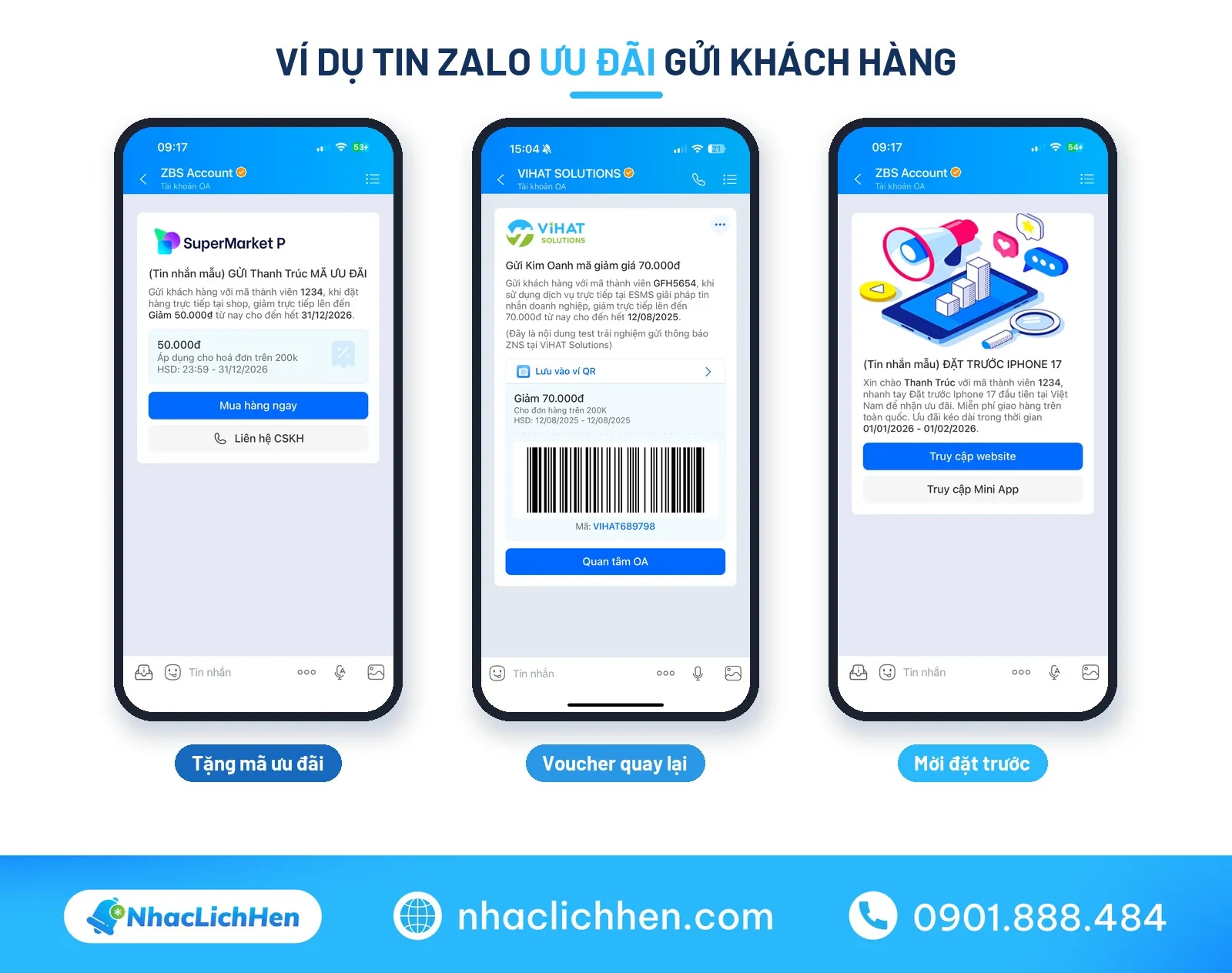 Ví dụ tin Zalo ưu đãi gửi khách hàng dịp khuyến mãi 20/10